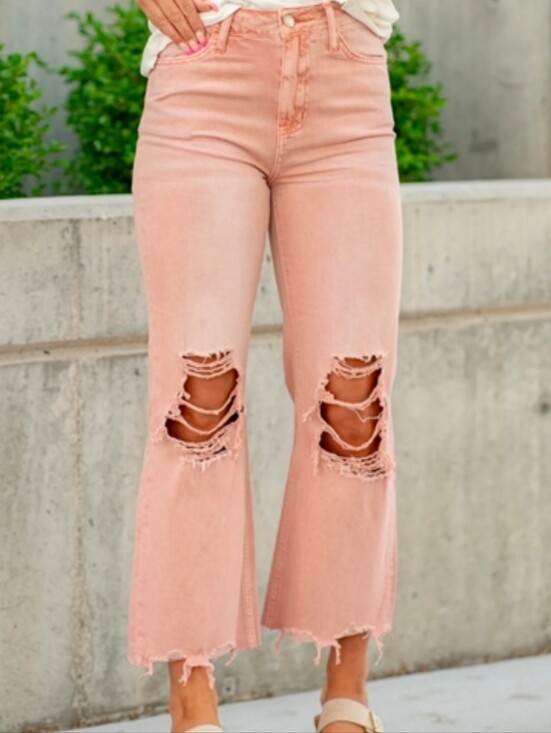 Vervet Denim - Size 32 VERVET CROP FLARE DISTRESSED JEANS